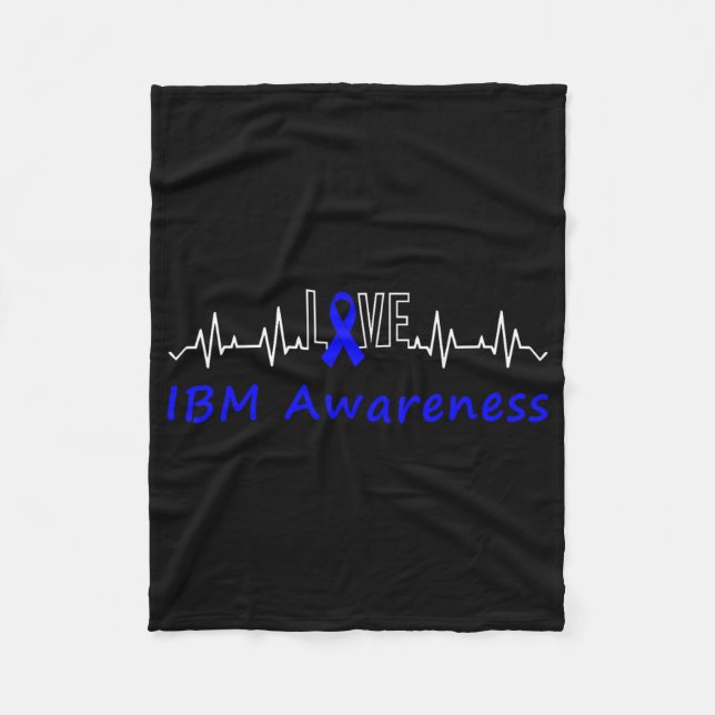 Ibm Awareness Blue Ribbon Love Heartbeat Support Q Fleece Blanket (Front)
