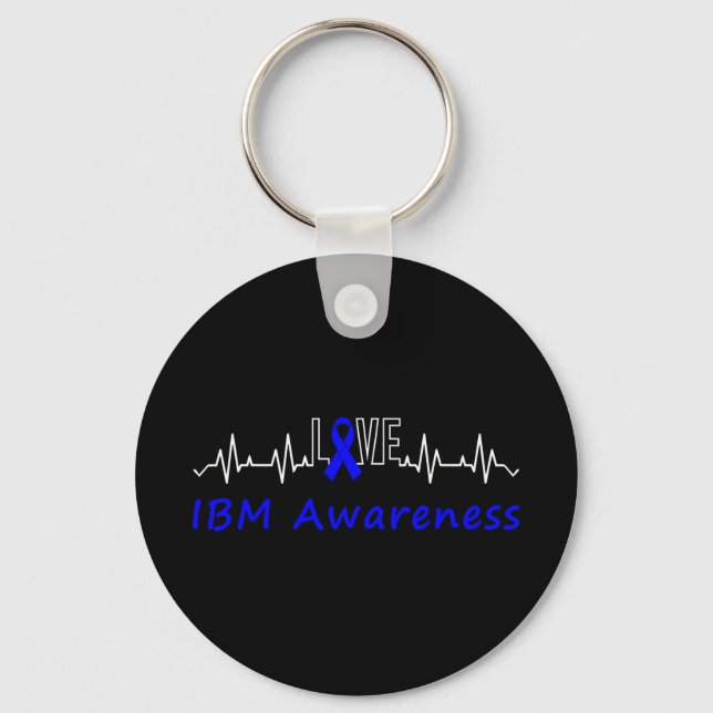 Ibm Awareness Blue Ribbon Love Heartbeat Support Q Key Ring (Front)