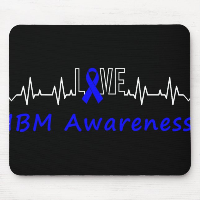 Ibm Awareness Blue Ribbon Love Heartbeat Support Q Mouse Mat (Front)