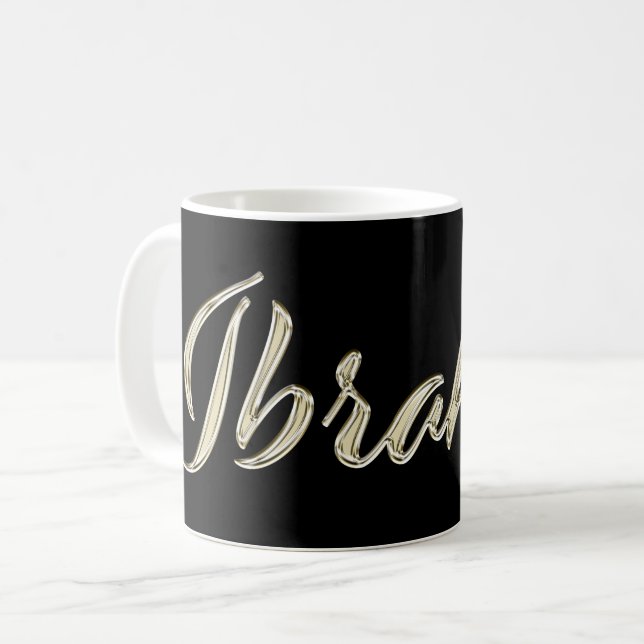 Ibrahim Name whitegold Tasse Teetasse Kaffetasse Coffee Mug (Front Left)