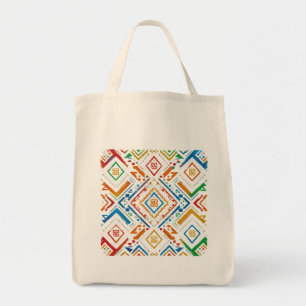 ibrant African Geometric Mosaic Pattern Tote Bag