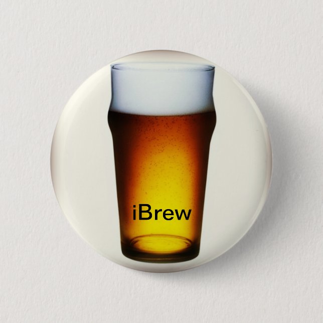 iBrew Ale Glass 6 Cm Round Badge (Front)