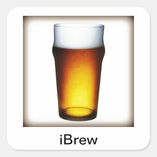 iBrew Ale Glass Square Sticker (Front)