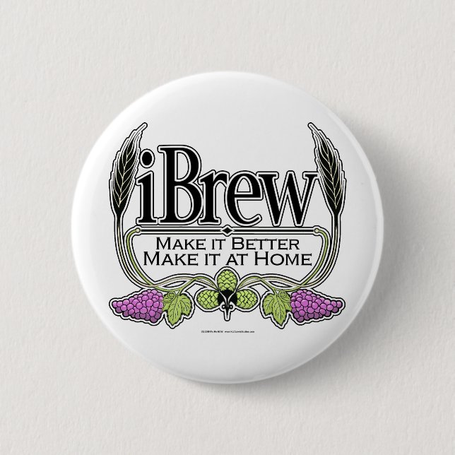 iBrew Beer and Wine 6 Cm Round Badge (Front)
