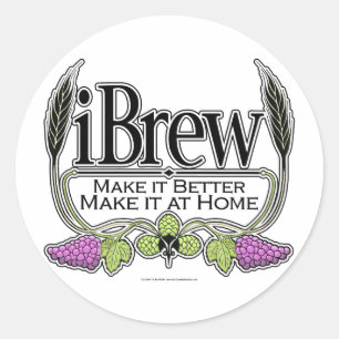 iBrew Beer and Wine Classic Round Sticker