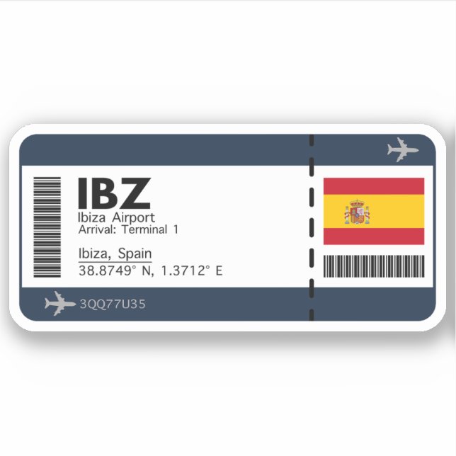 IBZ Ibiza Airport Boarding Pass - Spain Travel (Front)