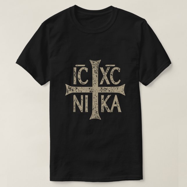 IC XC NIKA Cross Christogram Orthodox Christian T-Shirt (Design Front)