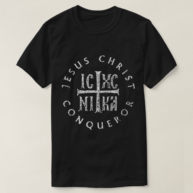 IC XC NIKA Cross Christogram Orthodox Christian T-Shirt (Design Front)