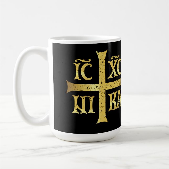 IC XC NIKA JESUS CHRIST CONQUERS COFFEE MUG (Left)