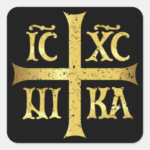 IC XC NIKA JESUS CHRIST CONQUERS SQUARE STICKER