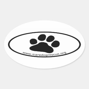 ICARE Dog Rescue Dog Paw Print Oval Sticker