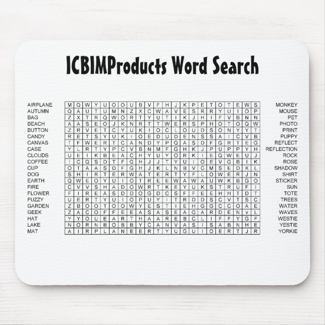 ICBIMProducts Word Search Mouse Mat (Front)