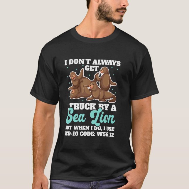 ICD-10 Code W56.12 Humour Medical Coding Medics He T-Shirt (Front)