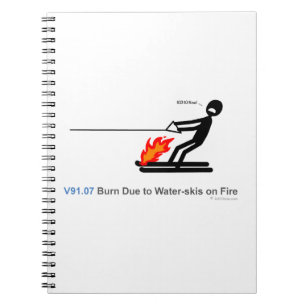 ICD-10: V91.07 Burn due to water-skis on fire Notebook