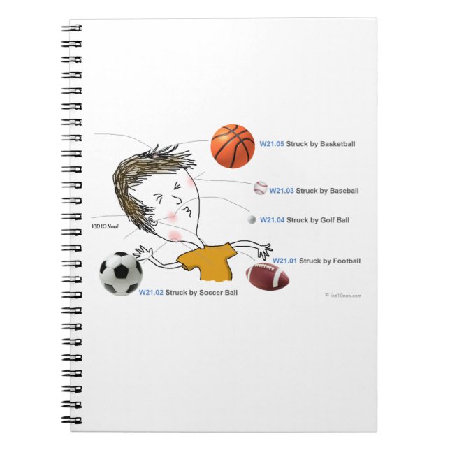 ICD-10: W21 Struck by Balls Notebook (Front)
