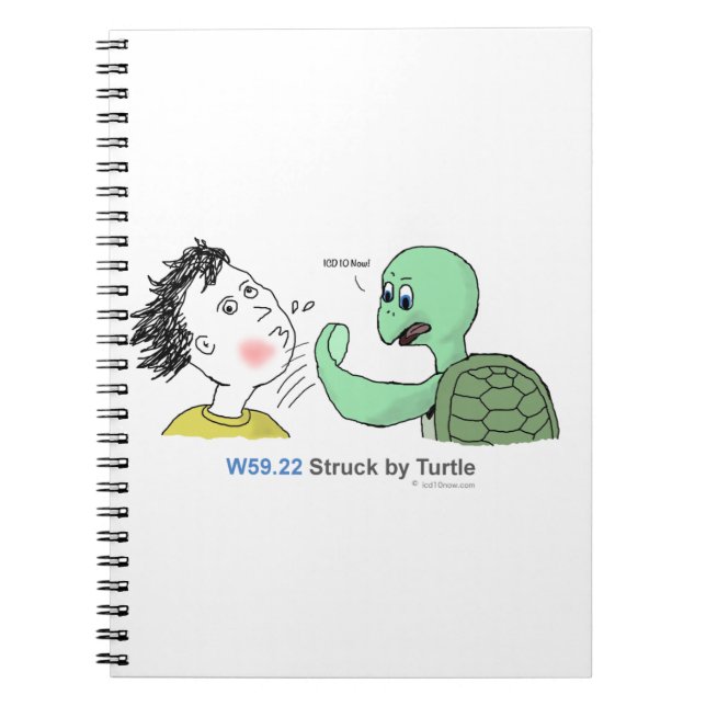 ICD-10: W59.22 Struck by turtle Notebook (Front)