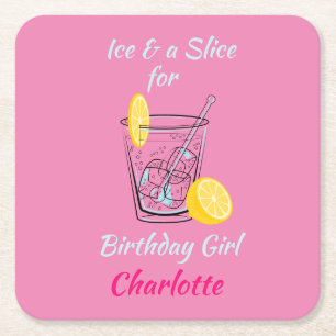 Ice & a Slice drinks mat Square Coasters