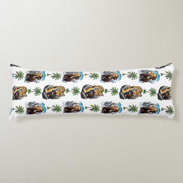Ice Age Mammoth Sabertooth Tiger Pattern Design  Body Cushion (Front)
