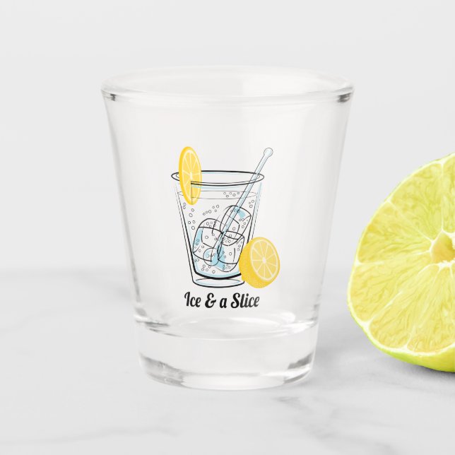 Ice and a Slice, Gin & Tonic Shot Glass (Front)