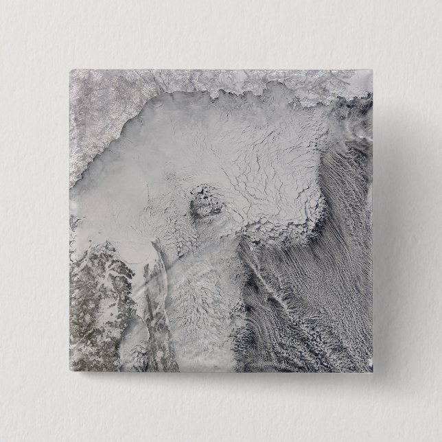 Ice and cloud streets in the Sea of Okhotsk 15 Cm Square Badge (Front)