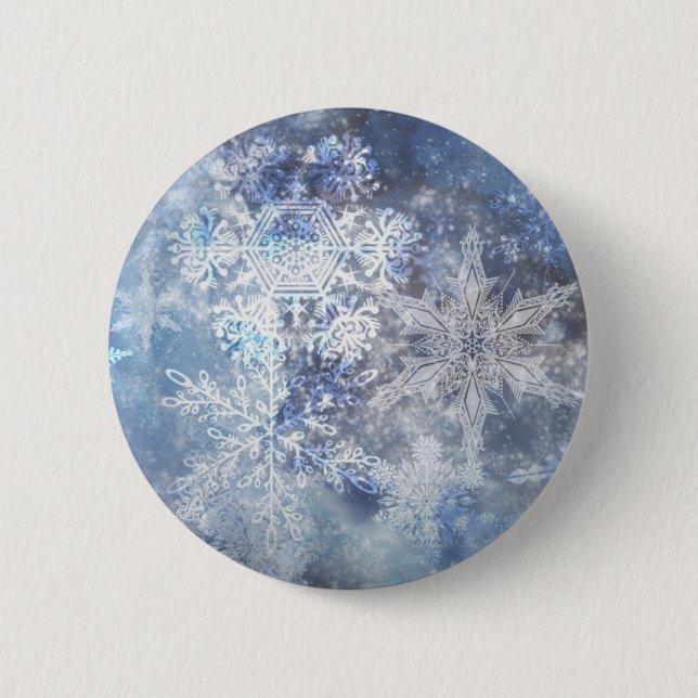 Ice and Snow Textured Blue Christmas Pattern 6 Cm Round Badge (Front)