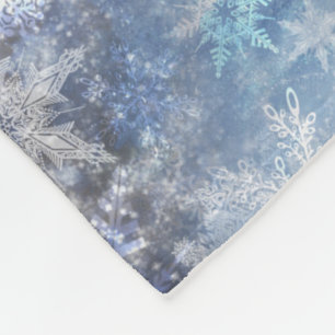 Ice and Snow Textured Blue Christmas Pattern Fleece Blanket