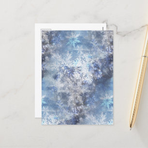 Ice and Snow Textured Blue Christmas Pattern Holiday Postcard