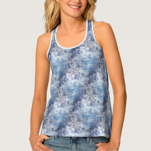 Ice and Snow Textured Blue Christmas Pattern Tank Top