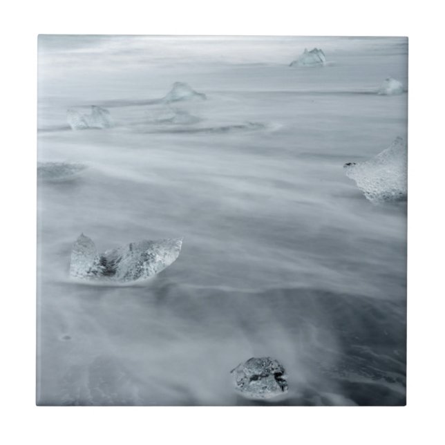 Ice and water on a beach, iceland tile (Front)