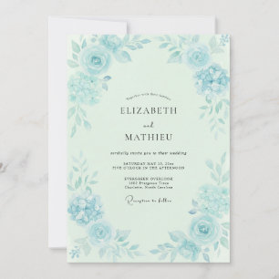 Ice Aqua Foliage Eucalyptus Wedding Invitation
