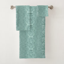 Ice Aqua Vintage Damask Print