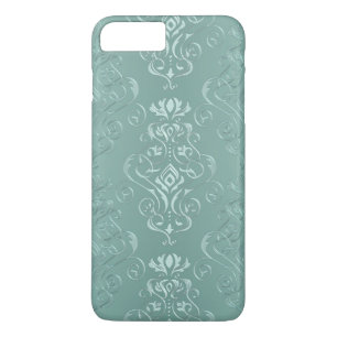 Ice Aqua Vintage Damask Print iPhone 8 Plus/7 Plus Case