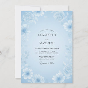 Ice Azure Wildflower Wedding Invitation