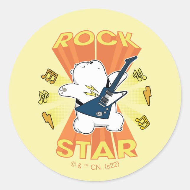 Ice Bear - Rock Star Classic Round Sticker (Front)