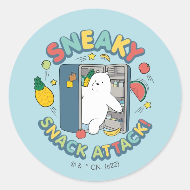 Ice Bear - Sneaky Snack Attack! Classic Round Sticker (Front)