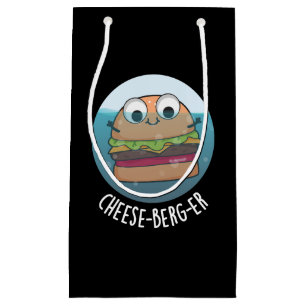 Ice-berg-er Funny Cheeseburger Pun Dark BG Small Gift Bag