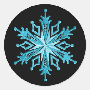 Ice Blue and Black Snowflake Stickers