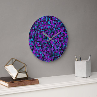 Ice Blue and Violet Shatter Large Clock