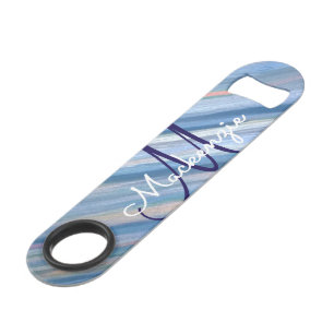 Ice-Blue Bar   Cool Icy Silver Peach Brushstroke