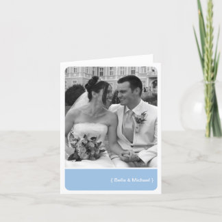 Ice blue block round corner modern photo thank you card