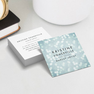 Ice Blue Bokeh Square Business Card