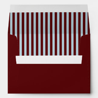 Ice Blue & Burgundy Stripes Retro Wedding Envelope