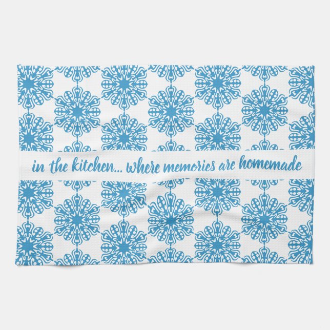 Ice-Blue Christmas Snowflake Kitchen Towels (Horizontal)