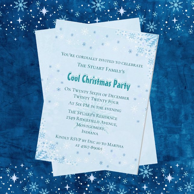 Ice Blue Cool Christmas Party Invitation (Creator Uploaded)