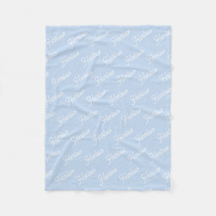 Ice Blue Custom Kids Name Repeat Fleece Blanket