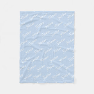 Ice Blue Custom Kids Name Repeat Fleece Blanket