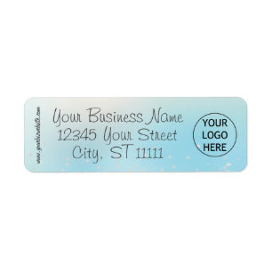 Ice Blue Diamond Glitter Logo Address Label