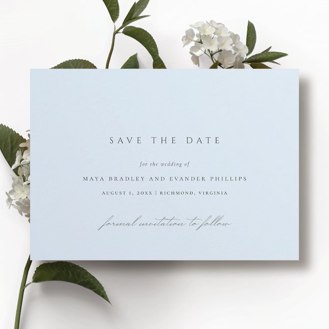 Ice Blue | Elegant Simple Airy Winter Wedding Save The Date (Creator Uploaded)