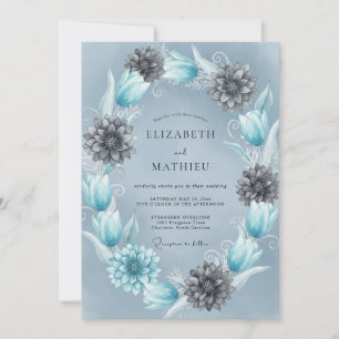 Ice Blue Ethereal Winter Wedding Invitation