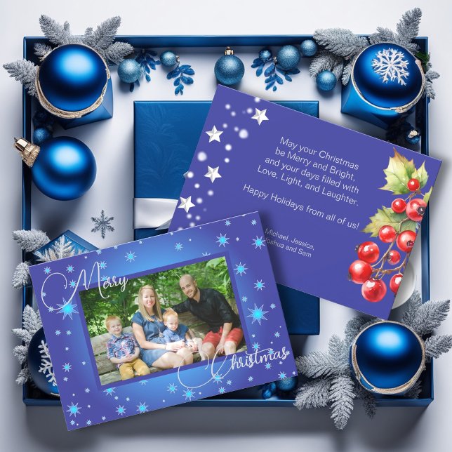 Ice Blue Family Photo Christmas Greeting Holiday Card (Creator Uploaded)